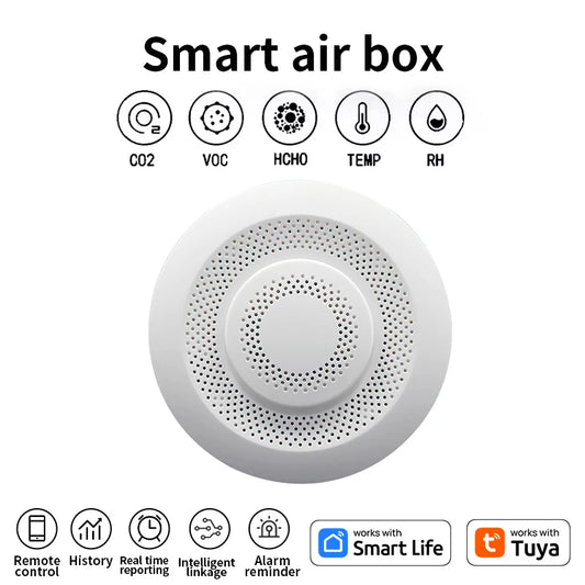 Smart Tuya Zigbee WIFI Airbox CO2 Formaldehyde VOC Detector Temperature Humidity Sensor App Control Smart Home Scene Linkage