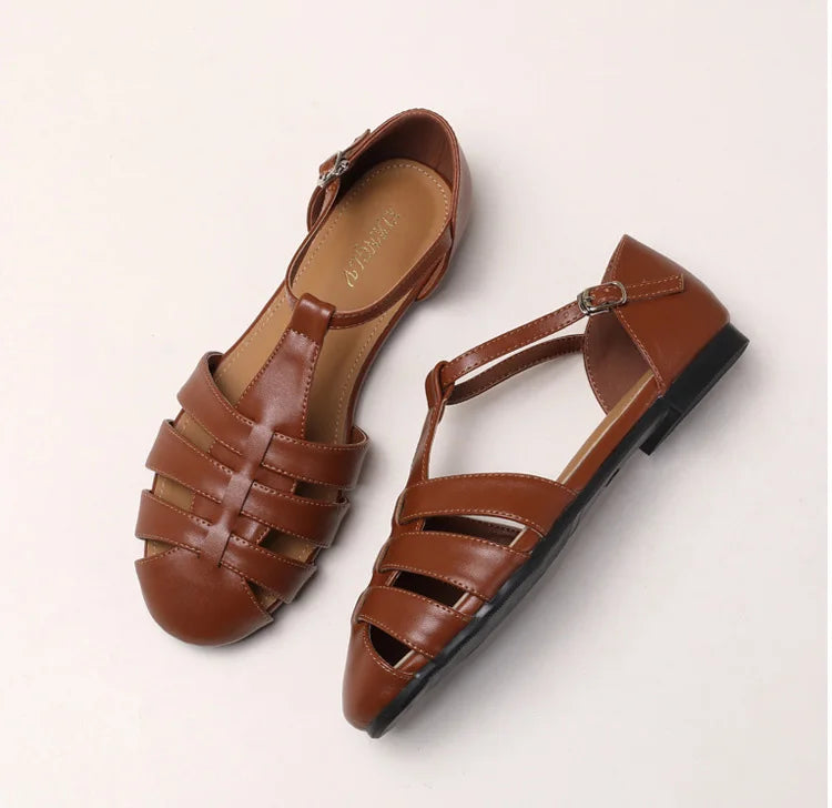 ZAROY Summer Cross Strap Flat Sandals Women Round Toe Ankle Buckle Hollow Casual Roman Sandalia Zapatos De Mujer сандали