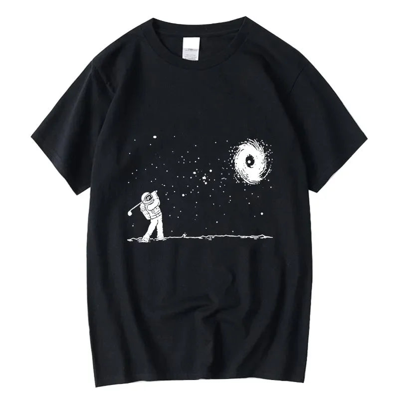 Summer Men's High Quality 100% Cotton Funny Astronaut Print T Shirt Loose O-neck Men Tshirt Short Sleeve T-shirt Male Tee Tops
