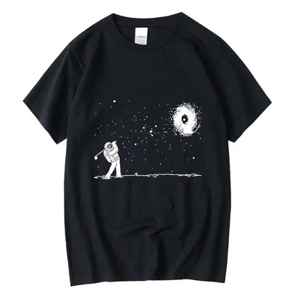 Men's 100 Percent Cotton Short Sleeve T Shirt with Astronaut Print