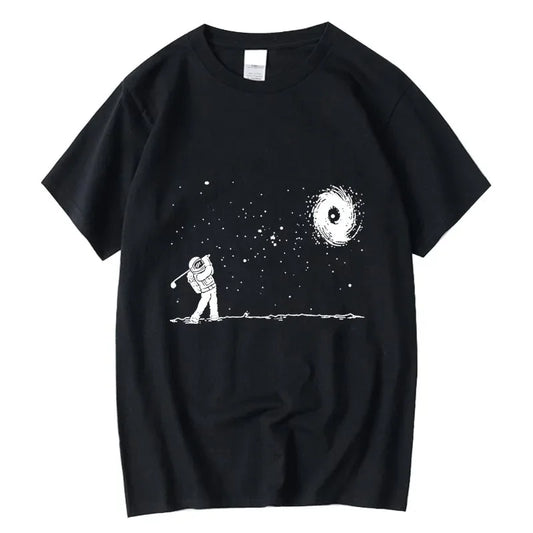 Summer Men's High Quality 100% Cotton Funny Astronaut Print T Shirt Loose O-neck Men Tshirt Short Sleeve T-shirt Male Tee Tops