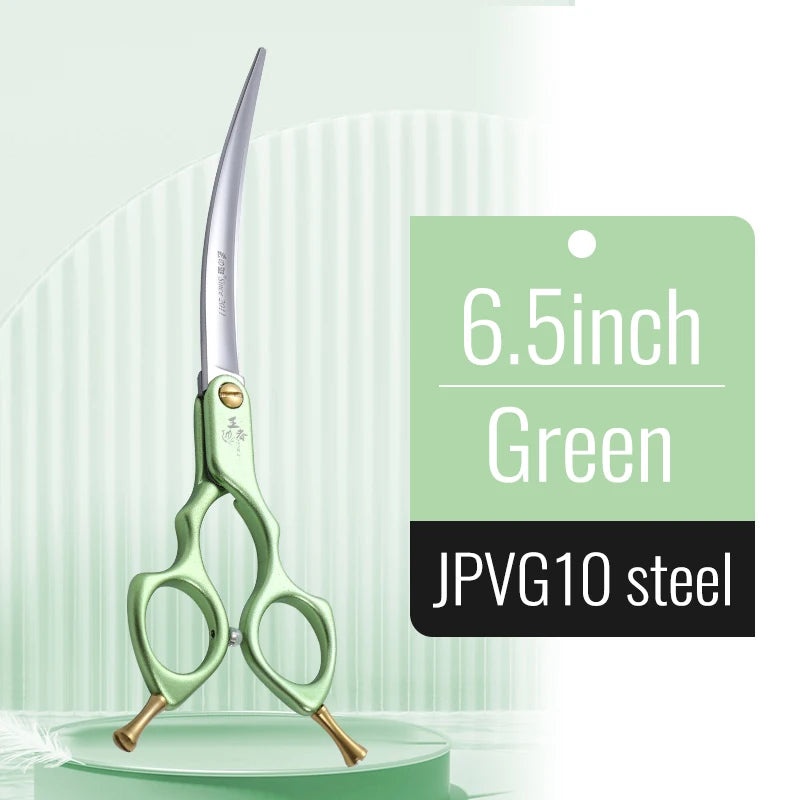 Premium Dog Grooming Curved Scissors – Alloy Handle, 440C Stainless Steel, Professional Pet Shears