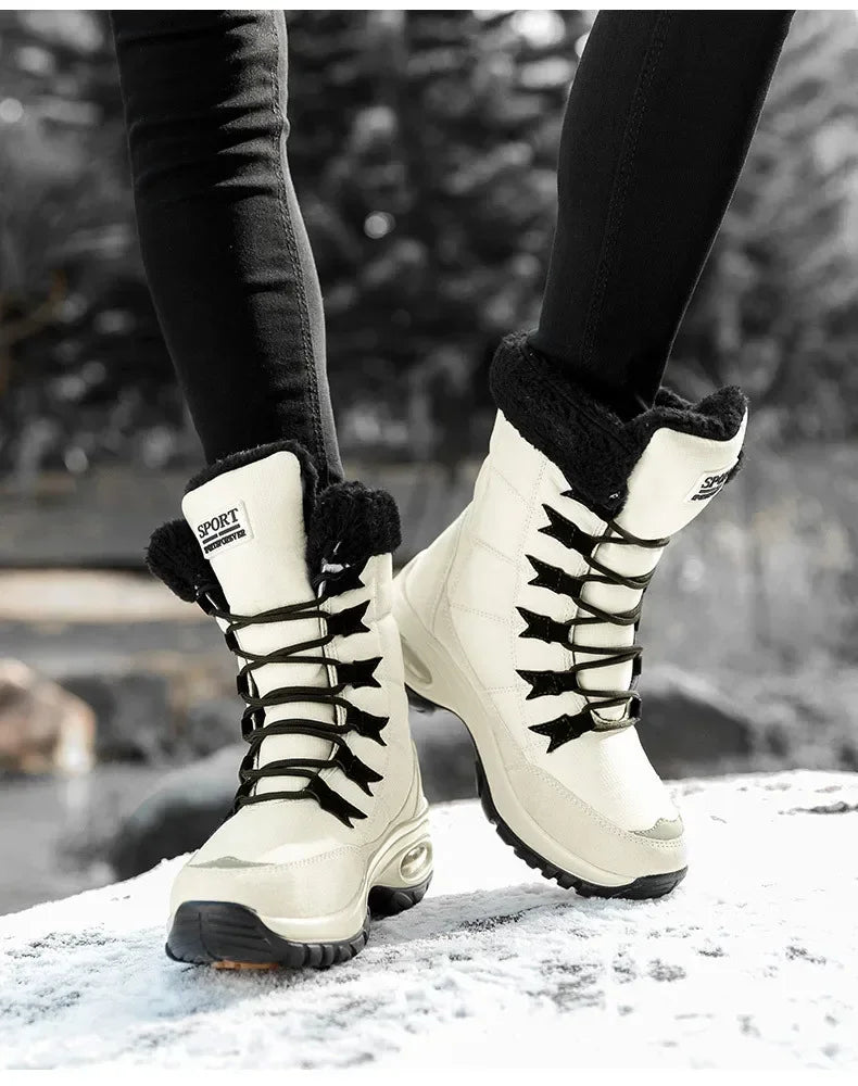 Women Thigh High Boots Platform Fur Warm Snow Boots Winter Shoes Waterproof Slip on Women Comfortable Outdoor Ankle Hiking Boots