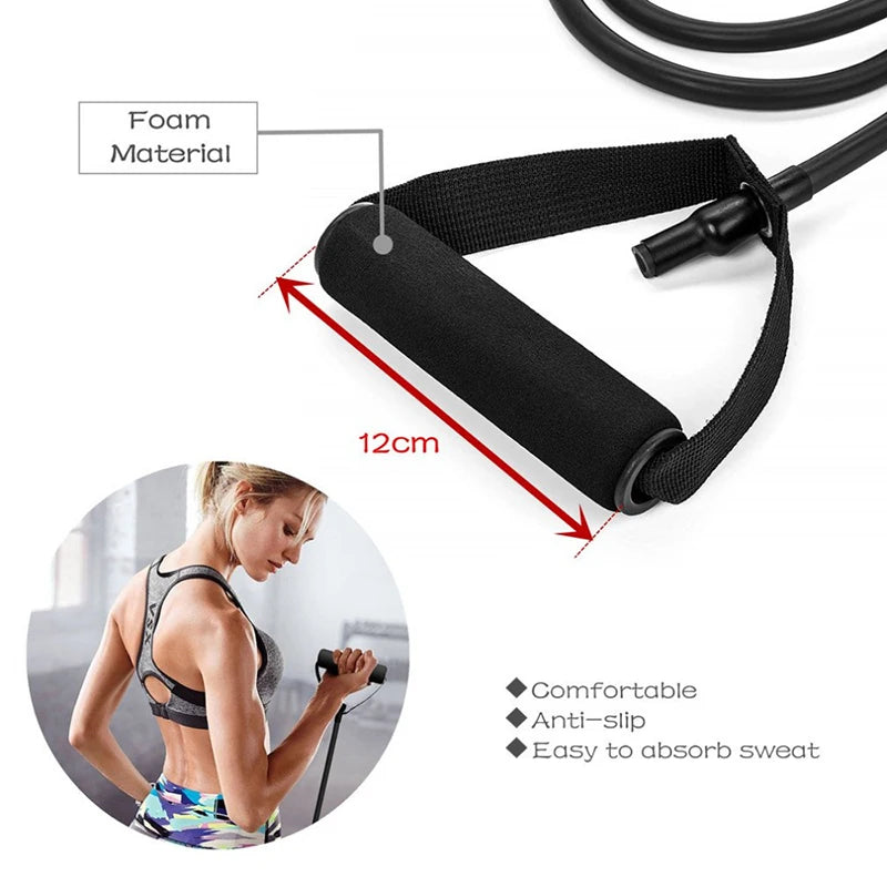 5 Levels Elastic Band With Handles Yoga Pull Rope Elastic Gym Fitness Exercise Tube Band For Home Workouts Strength Training