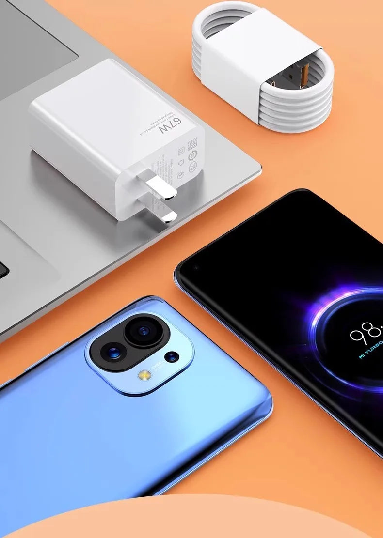 67W USB Fast Charger for Xiaomi 14 13 12 11 10 Ultra Redmi Note 12T 13 Pro Turbo Quick Charge Type C USB Charging Cable