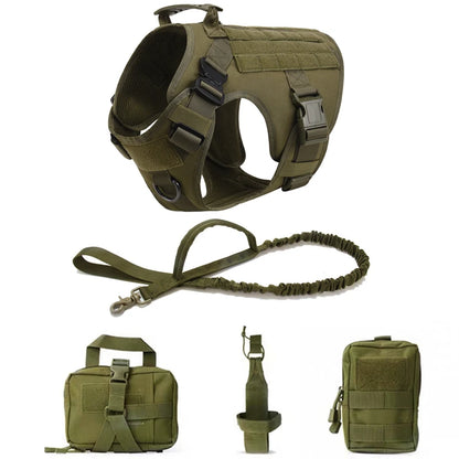 Tactical Military Nylon Dog Harness And Leash Set For All Breeds