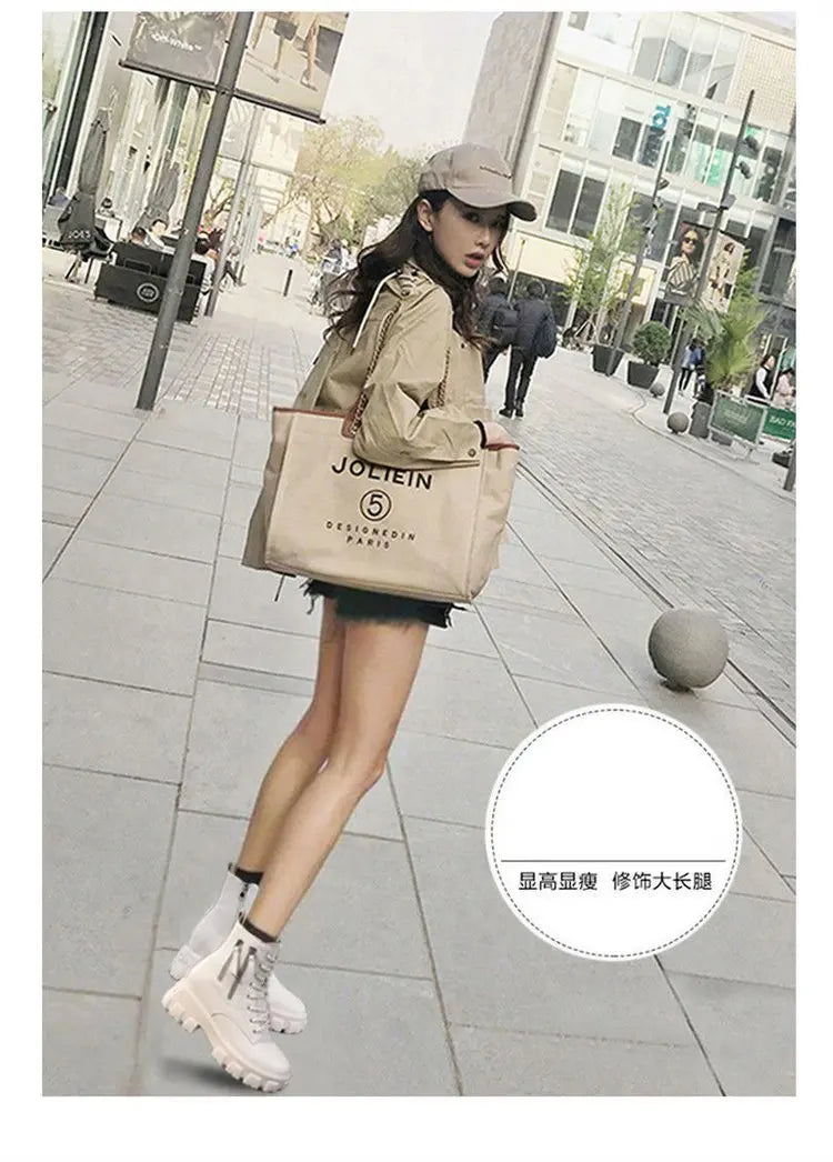 Booties 2025 New Korean Style Fleece-Lined Autumn Winter High-Top Cotton Shoes Women's Boots High Heel Mid-Calf Bootsins