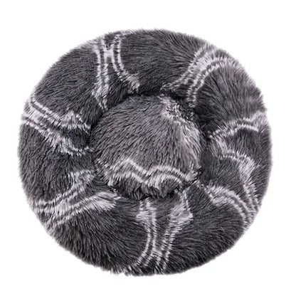 Round Plush Pet Bed For Dogs And Cats 40-90 Cm Diameter Fleece And Long Plush