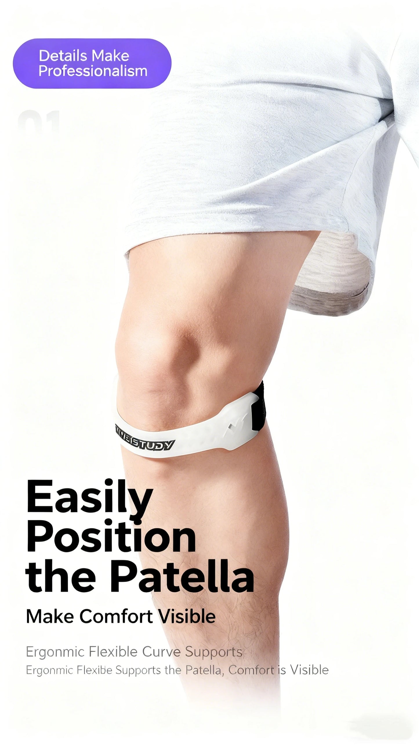 Adjustable PVC Knee Patellar Band Tendon Support Strape Brace Shock Absorption Compression Strap Pads Sport Protection