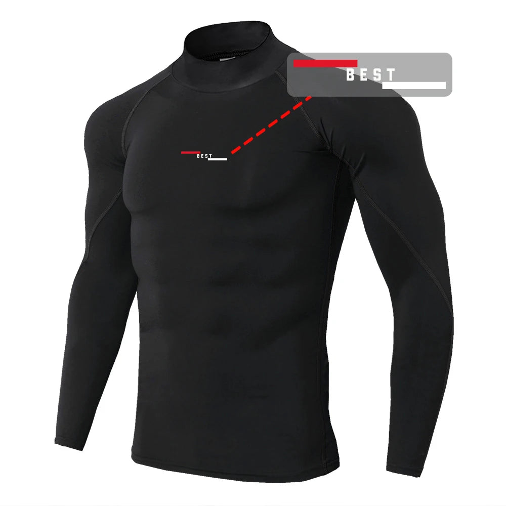 Fitness T-shirt Men Long Sleeve Training Shirts Running Compression Skinny Tops Muscle Workout Clothing