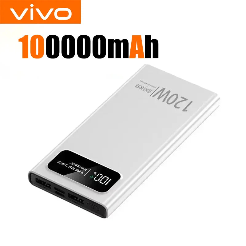 VIVO 500000mAh 120W Power Bank Fast Charging Portable Mobile Power Digital Display Large Capacity External Battery For IPhone
