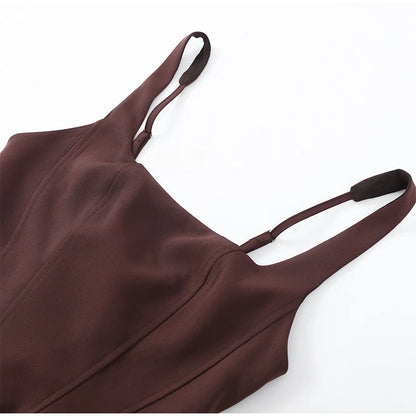 Women Square-Neck Halter Maxi Dress Sleeveless Backless Bodycon