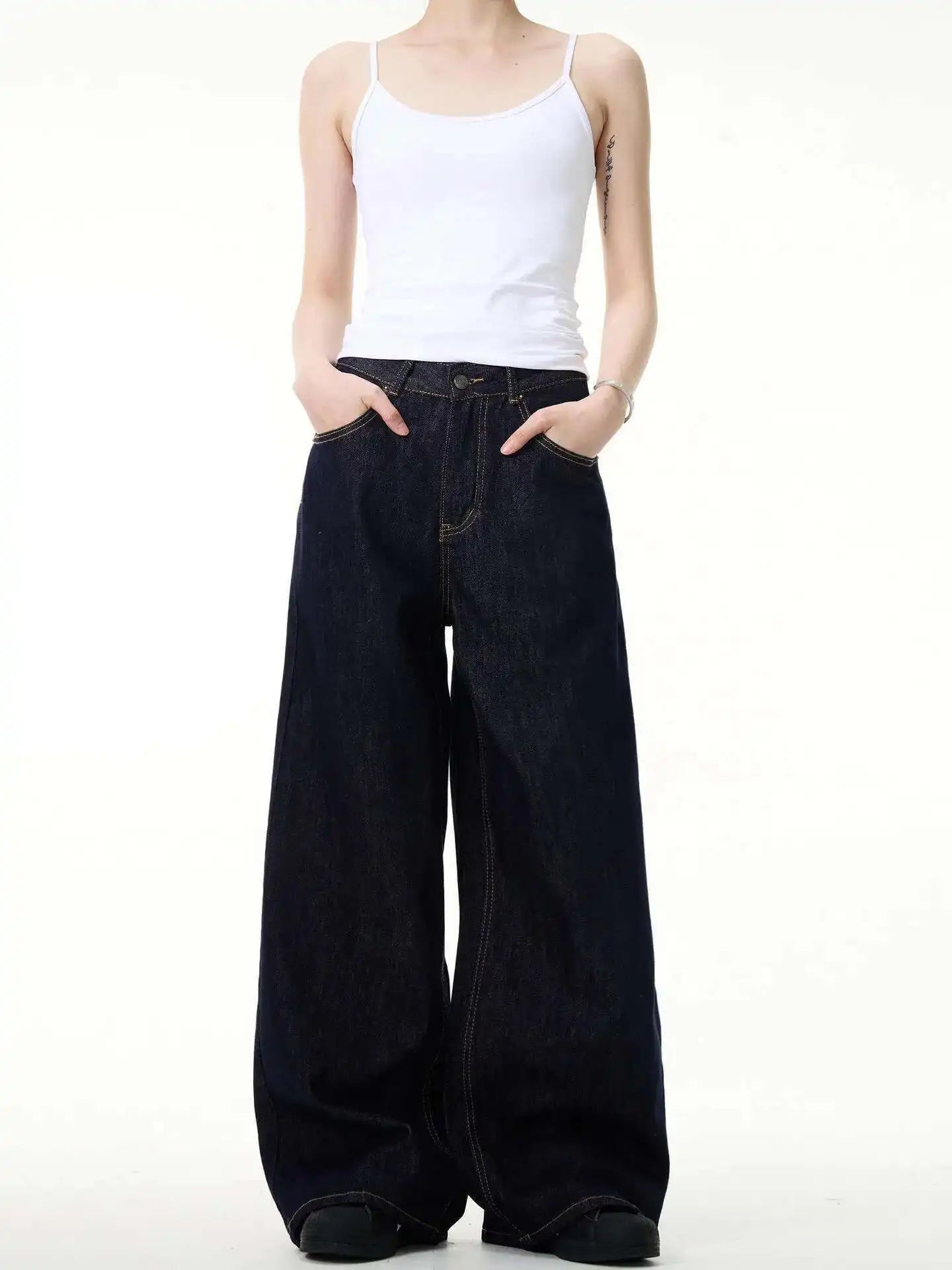 IEFB Simple Men's Denim Pants Vintage Washing Wide Leg Loose Jeans Casual Straight American Style Male Trousers New 2026 9W190