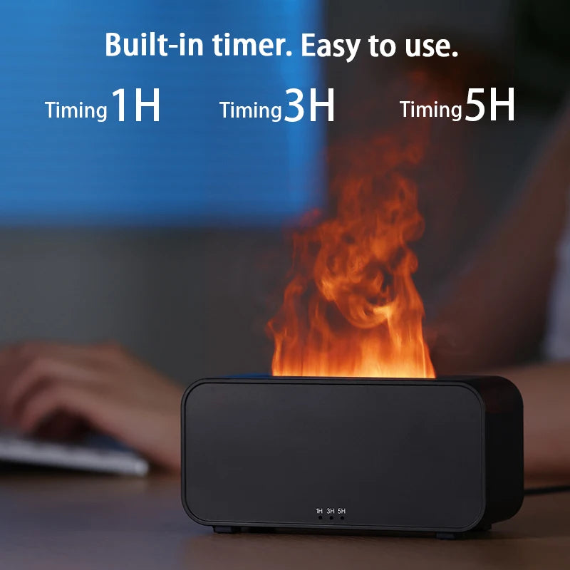 Flame Aroma Diffuser,Fragrance Essential Oil Diffuser Humidifier,with 3D Flame Night Light 120mL for Bedroom, Home and Office