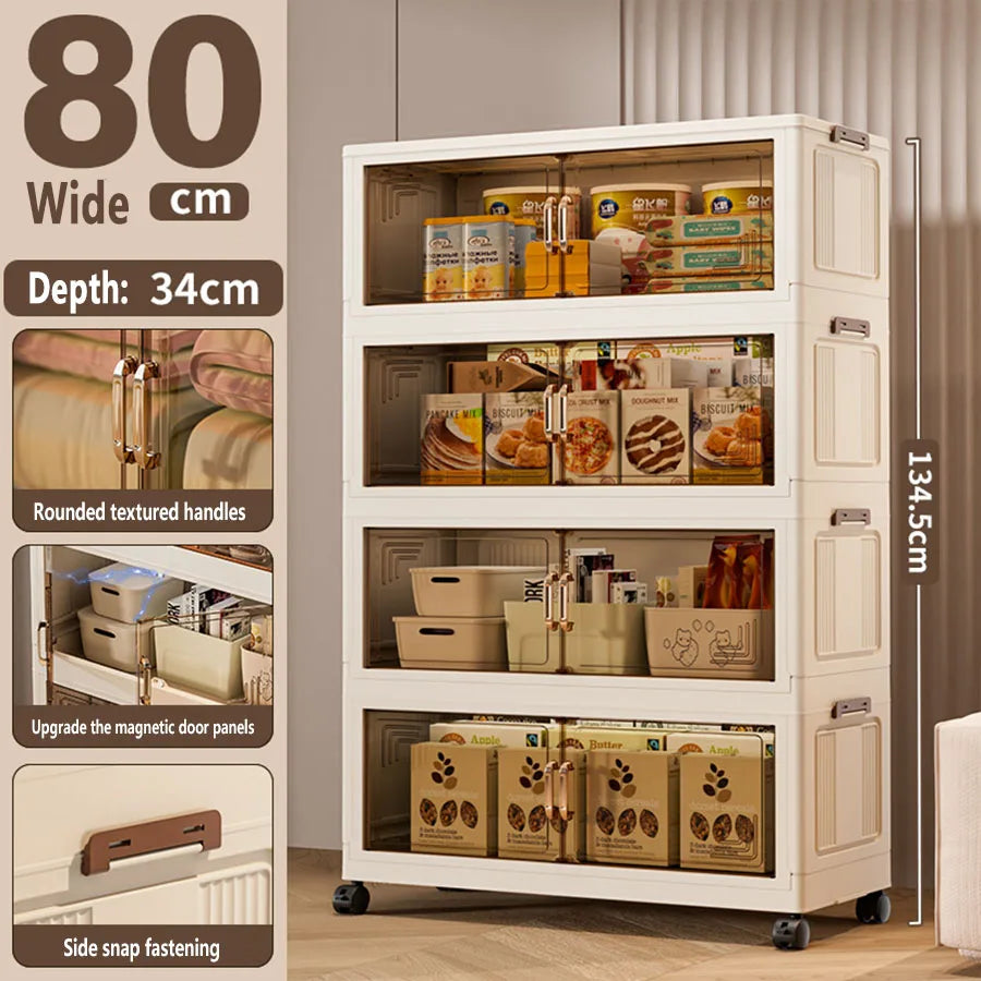45/55/65cm Length Multifunction Folding Storage Cabinet Sundries Cabinet Large Capacity Dustproof Wardrobe Locker