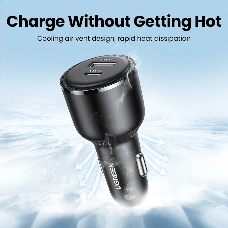 NEW in UGREEN 63W Car Charger PD QC 3.0 PPS 45W USB Type C Fast Charging for iPhone 17 16 Samsung Xiaomi Mobile Phone Charger