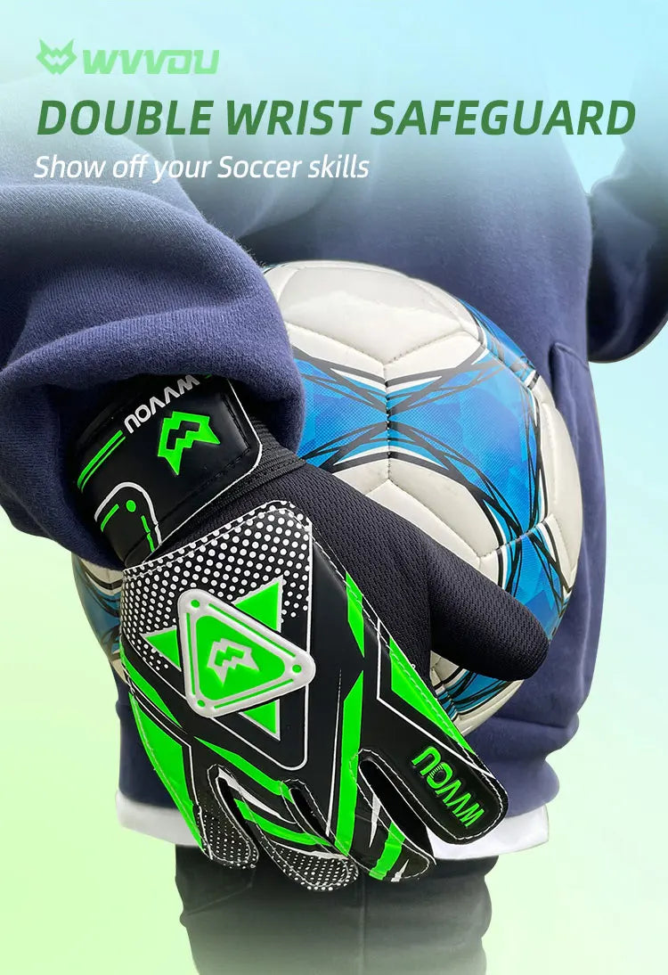 WVVOU Goalkeeper Gloves Children and Teenagers, Football Goalkeeper Gloves, Football Gloves, Double Protection, Portability