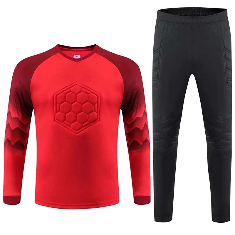 Men Kid 2024 Soccer Goalkeeper Uniform Protective Sponge Long Sleeve Football Training Goalkeeper Top Soccer Jersey Pants Custom