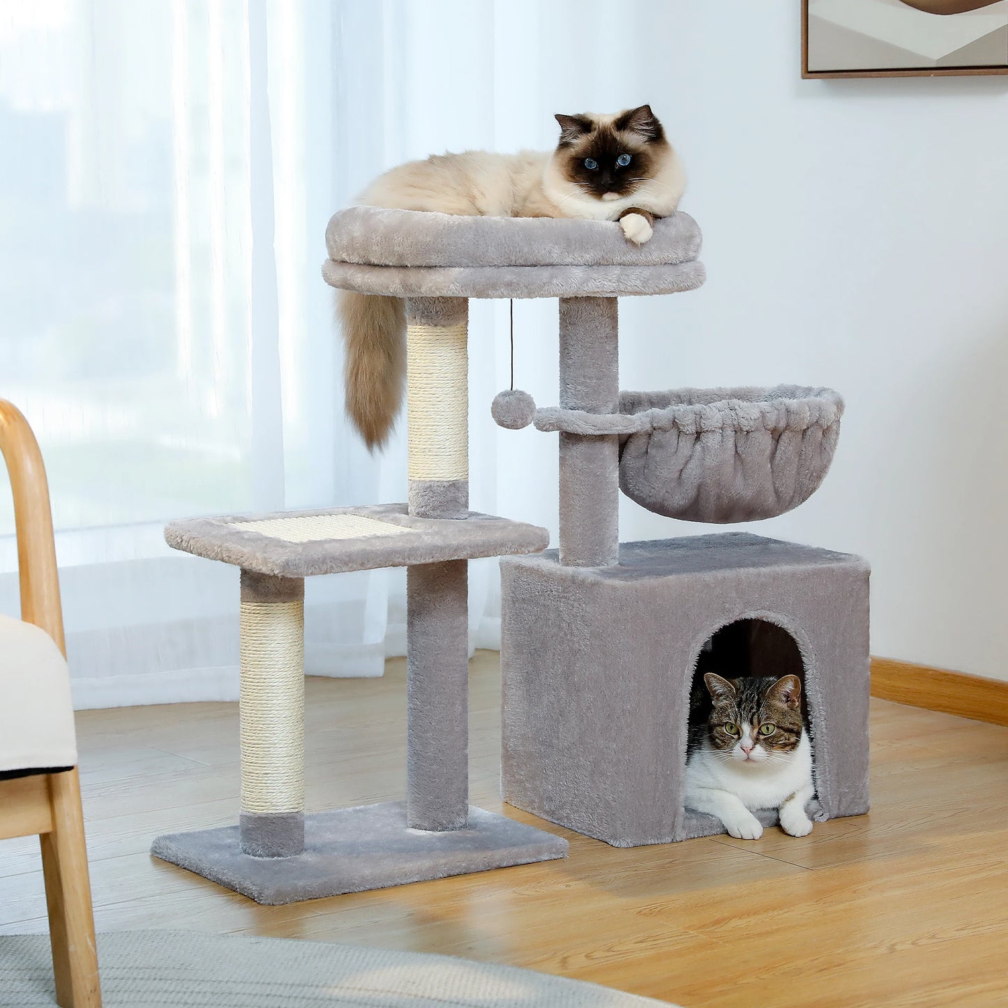 Indoor Cat Tree & Tower with Scratching Posts and Hammock – 2 Styles
