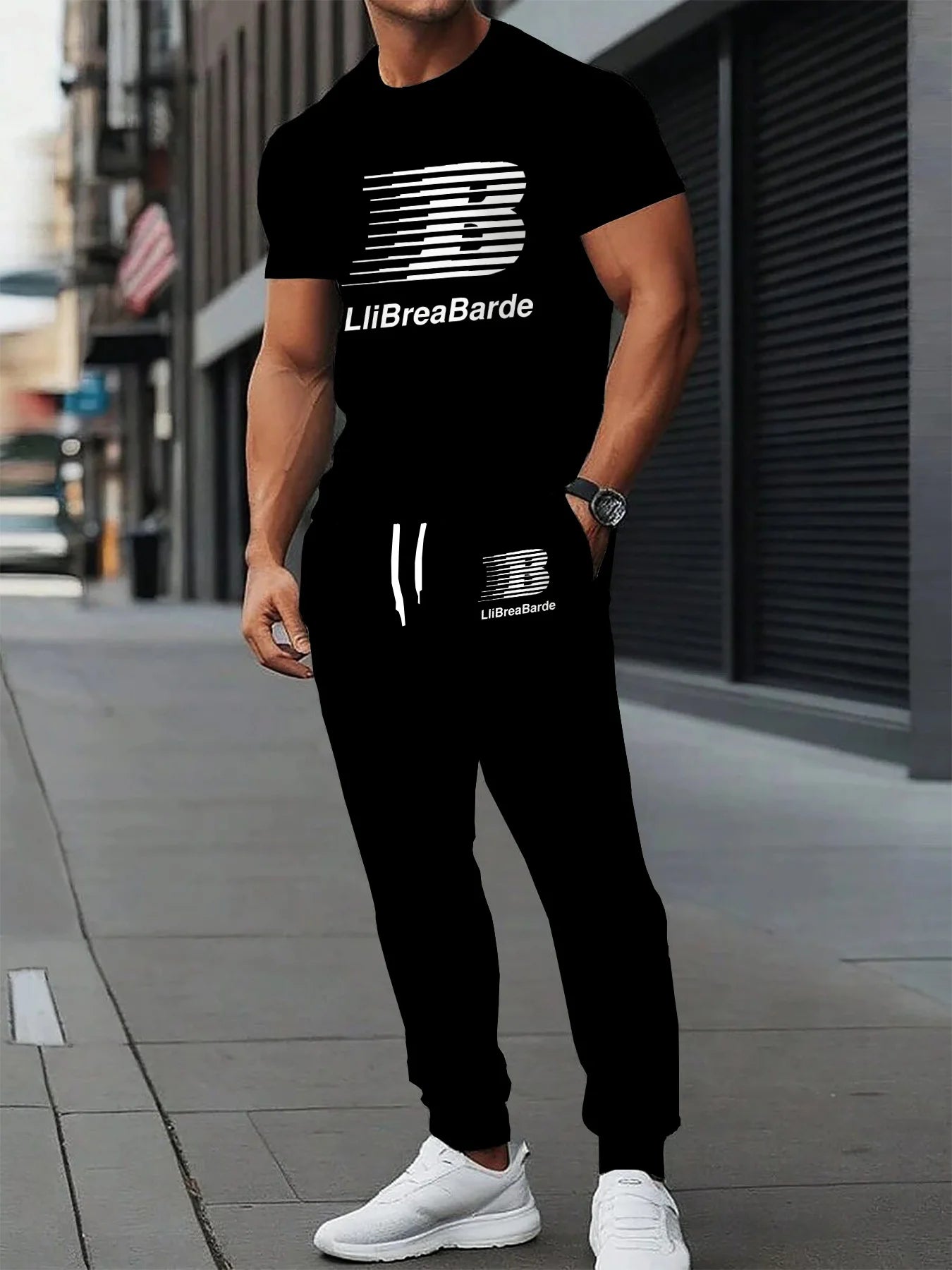 2025 Summer New Street Sports Lightweight, Comfortable, Soft, casual and fashionable 3D letter printed breathable men's set