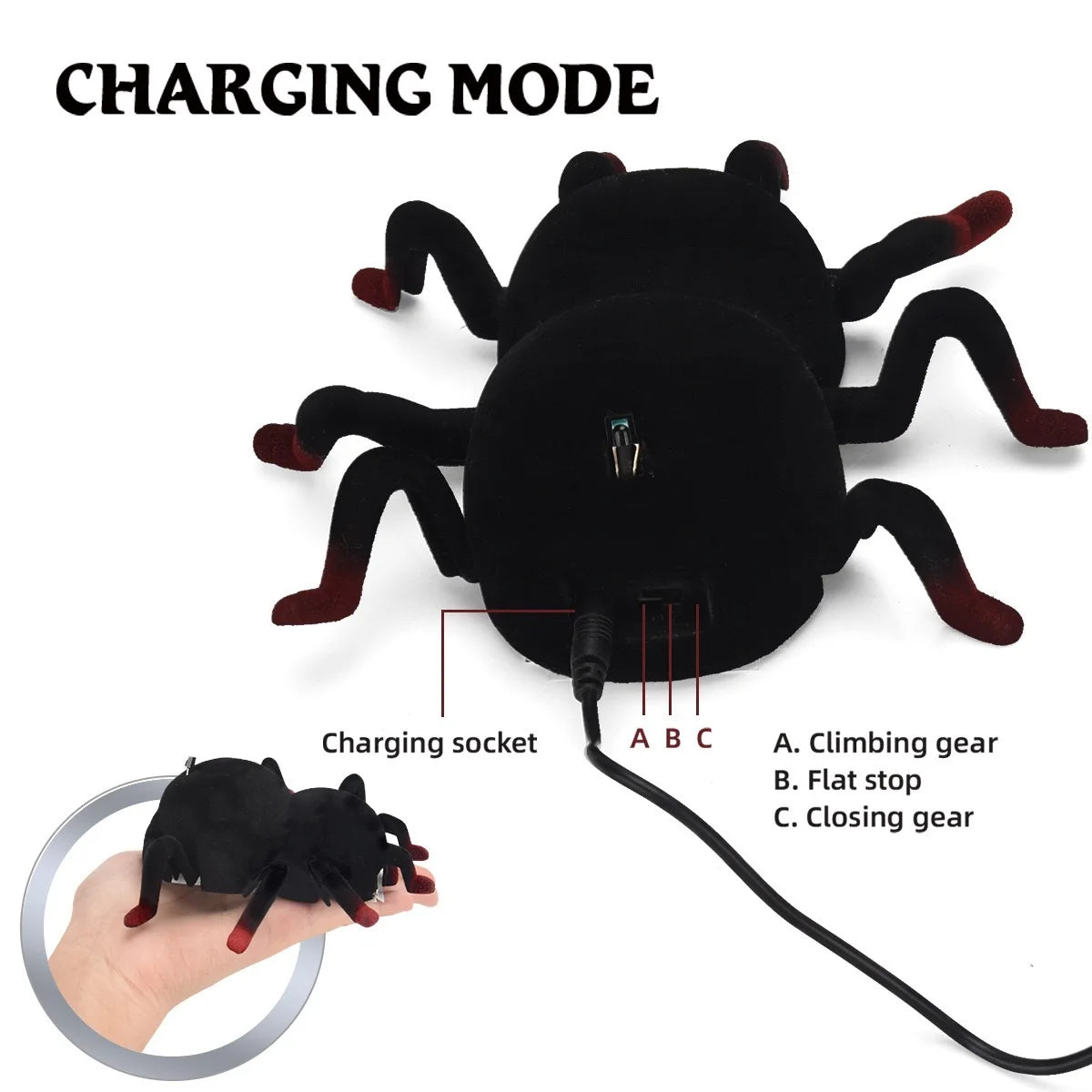 Remote Control Spider Toy, Rechargeable Wall Climbing Tarantula with Lights, Halloween Prank RC Animal Toys for Kids & Adults