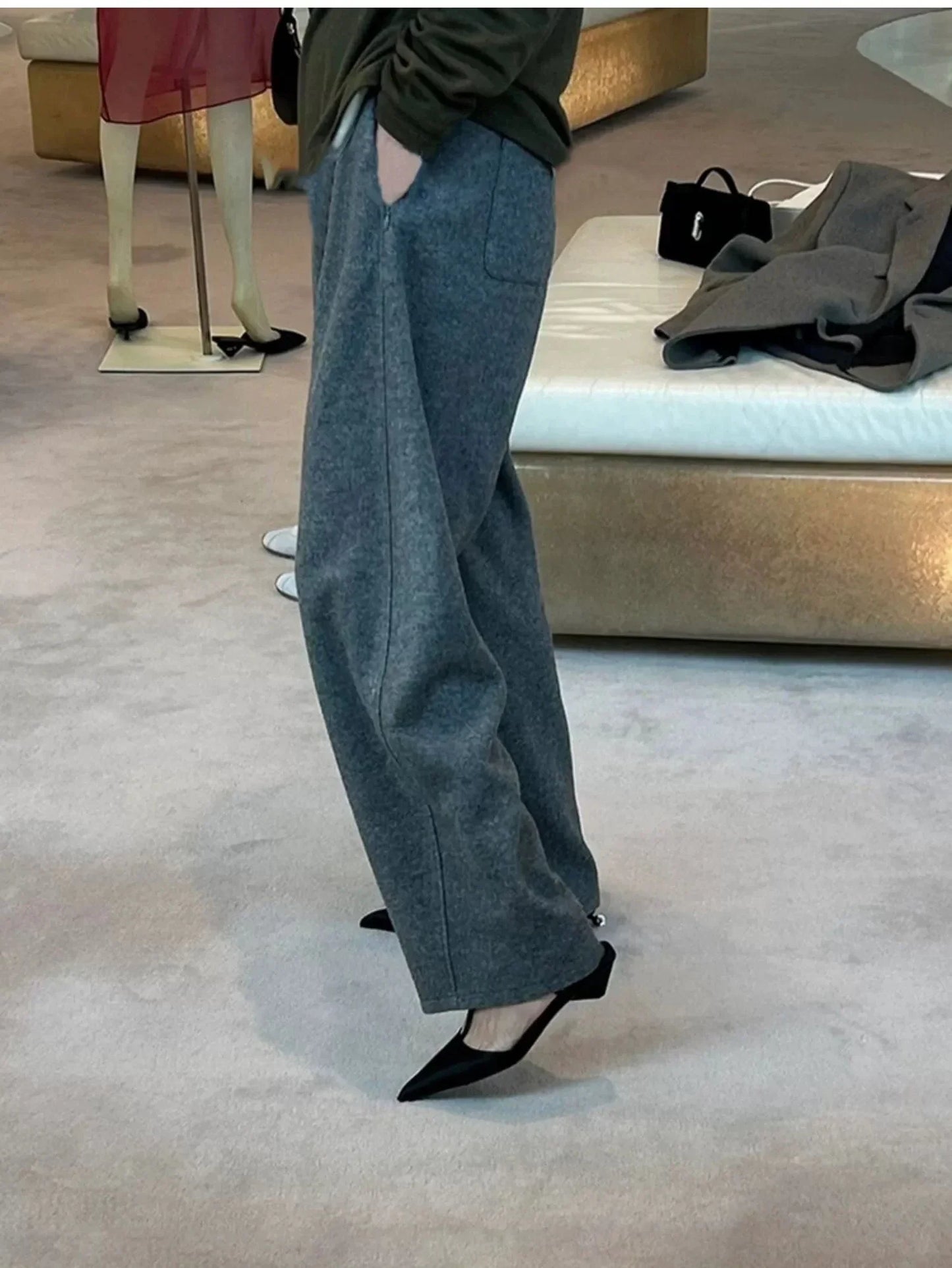 Women's Pointed Toe Pumps, Mid Heel, Slip-On, PU Insole, Square Heel