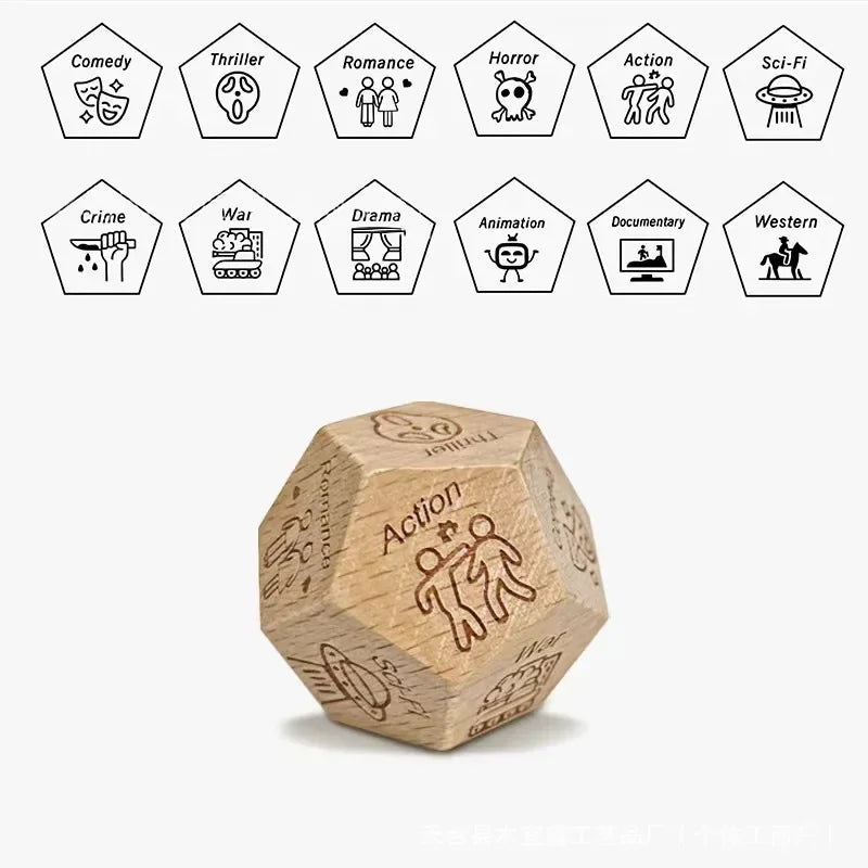 Wooden Dice for Couples, Food Decision Dice Game Gift Idea