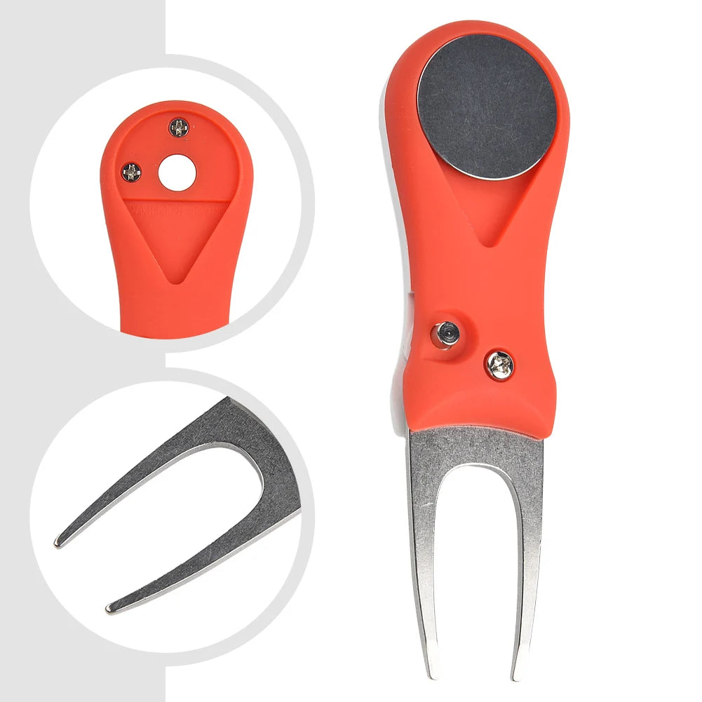 1pc Golf Divot Repair Tool With Ball Marker Pitch Mark Fork Golf Pitchfork Hot Sale Golf Accessories Putting Fork Golf Training