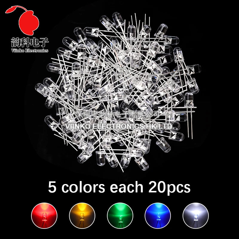 3MM 5MM Light Emitting Diodes Electronics Kit Box F3 F5 LED Diode Assorted Kit White Green Red Blue Yellow Orange