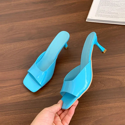 Women High Heel Sandals Black Open Toe Square Toe US 5