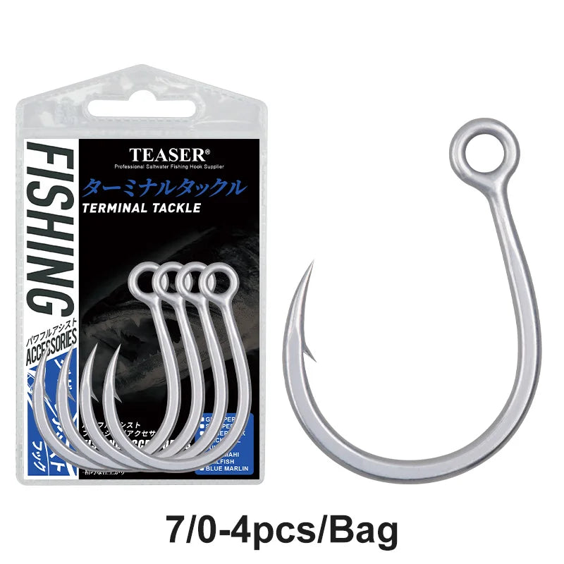 TEASER 8091 5X DIABLO Saltwater Popper Fishing Hook 2/0 3/0 4/0 5/0 7/0 Super Rust-proof Fishing Inline Single Heavy Hook
