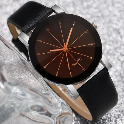 4 Pcs Set Fashion Couple Sports Watch Quartz Watch Luxury Leather Bracelet