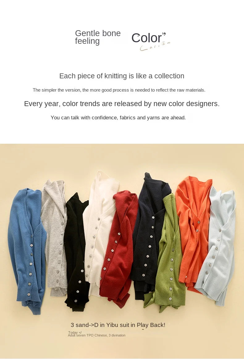 2024 New V-Neck Temperament Small Fragrant Wind Women Loose Sweater Sweater All Sweater Coat Special Offer Cardigan ZHI D035