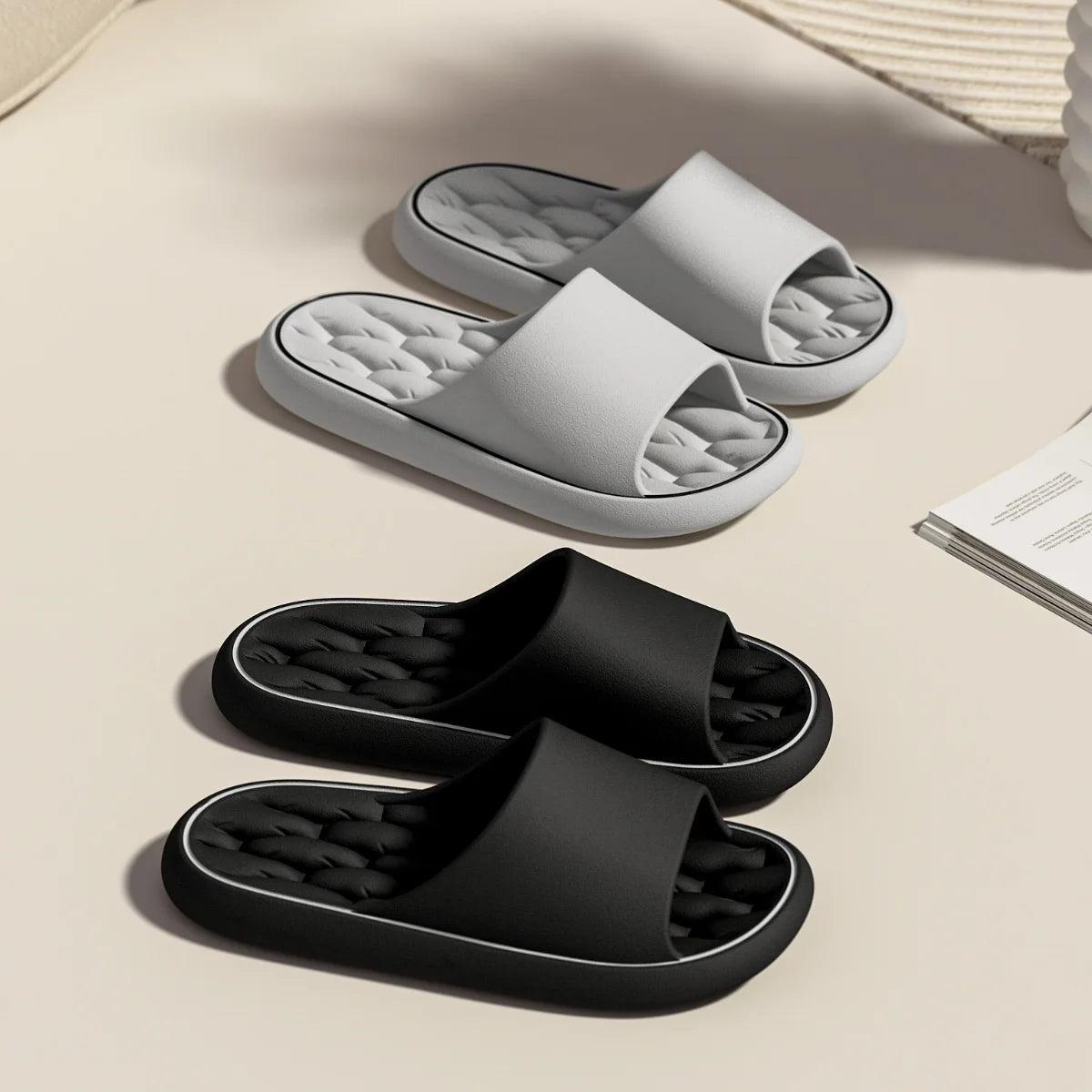 TZLDN Summer Women Home Slippers Beach Flat Fold Sandals Soft Comfortable Non-Slip Slides Indoor Outdoor Men Bathroom Flip Flops