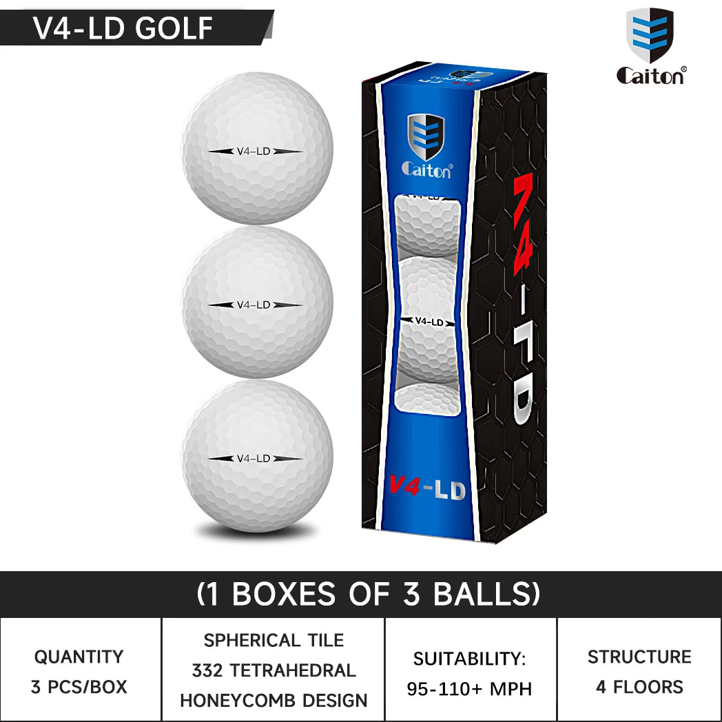 Caiton Pro Golf Balls - 4 Layers, DuPont Surlyn, Adds 30 Yards, Tournament Performance, Great Feel (12/6/3 Pack)