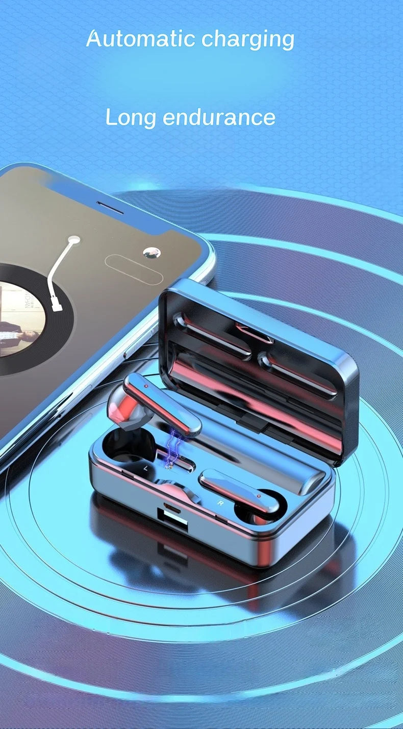 S20 Bluetooth Earphone Headphones Mirror Wireless Stereo Headset  with Digital DisplayTouch Control Sports Earbuds for Gaming