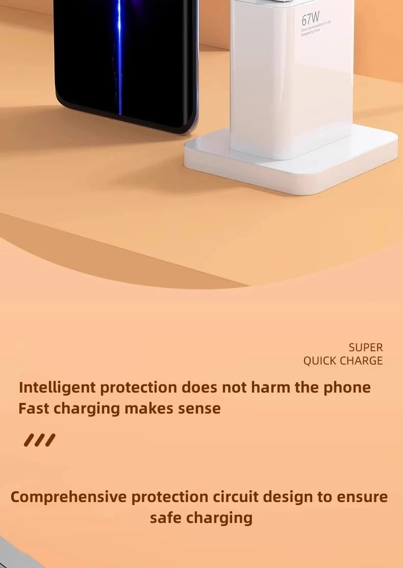 67W USB Fast Charger for Xiaomi 14 13 12 11 10 Ultra Redmi Note 12T 13 Pro Turbo Quick Charge Type C USB Charging Cable