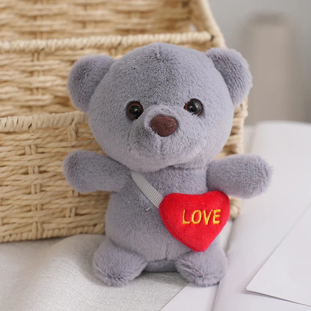 1pc Cute Bear Toys Key Chain Pendant Heart Bear Plush Toy Valentine's Day Gifts Children Kids Toy Wedding Gifts Stuffed Toy