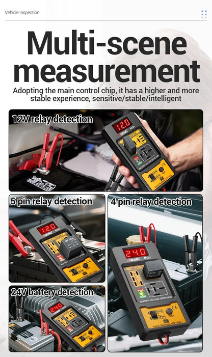 Voltage Battery Tester 11-25V Car Relay Detector 4/5 Pins Digital Display