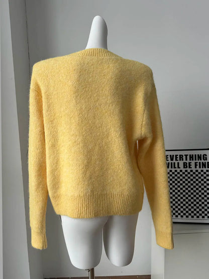 Womens O-Neck Knit Sweater Oversized Pullover Acrylic