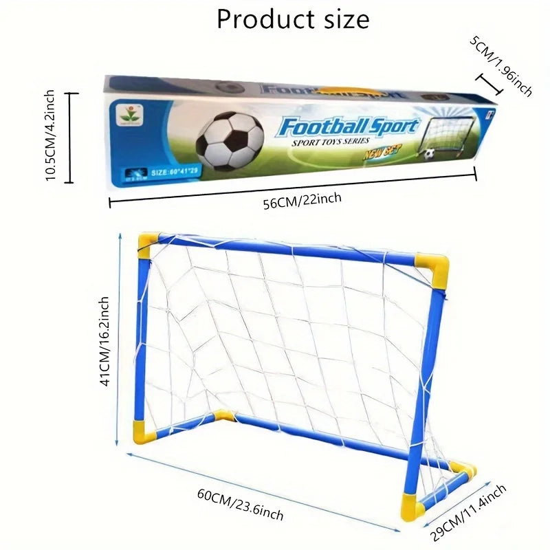 Portable Indoor/Outdoor Toy Football Goal Set44x25cm - Micro Soccer Net Pump&Ball Lightweight Kids Training Park Beach Games