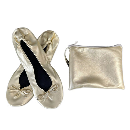 Foldable Women Ballet Flats Roll-Up Slippers With Bag For Travel