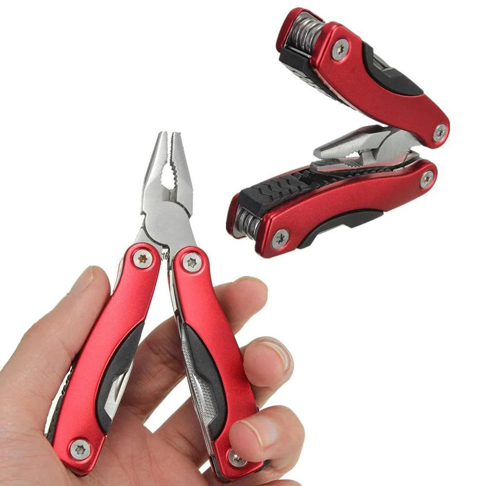 Stainless Steel 9 In 1 Portable Multi Tool Pliers Blue And Red For Camping
