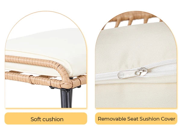 5 Piece Patio Furniture Set, Outdoor Wicker Small Conversation Bistro Set, All-Weather PE Rattan Chairs with Ottoman & Coffee Ta