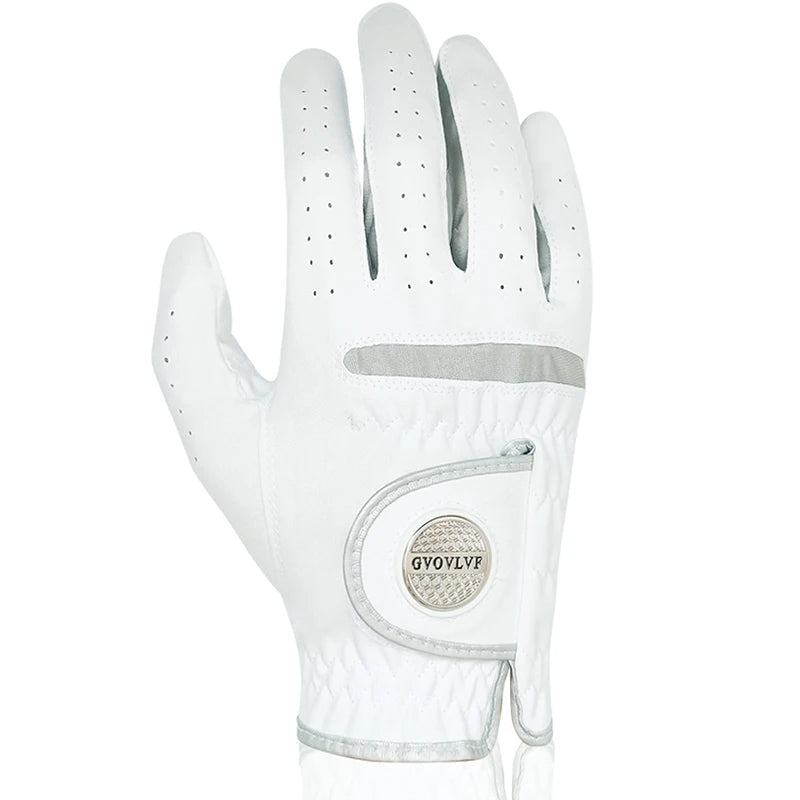 1pc Men's Golf Glove Micro Soft Fabric Breathable Golf Gloves With Magnetic  Marker Replaceable White Glove