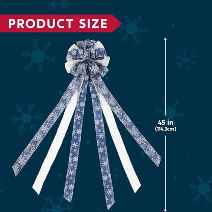Glitter Snowflake Tree Topper Bow – Holiday Ribbon Decor