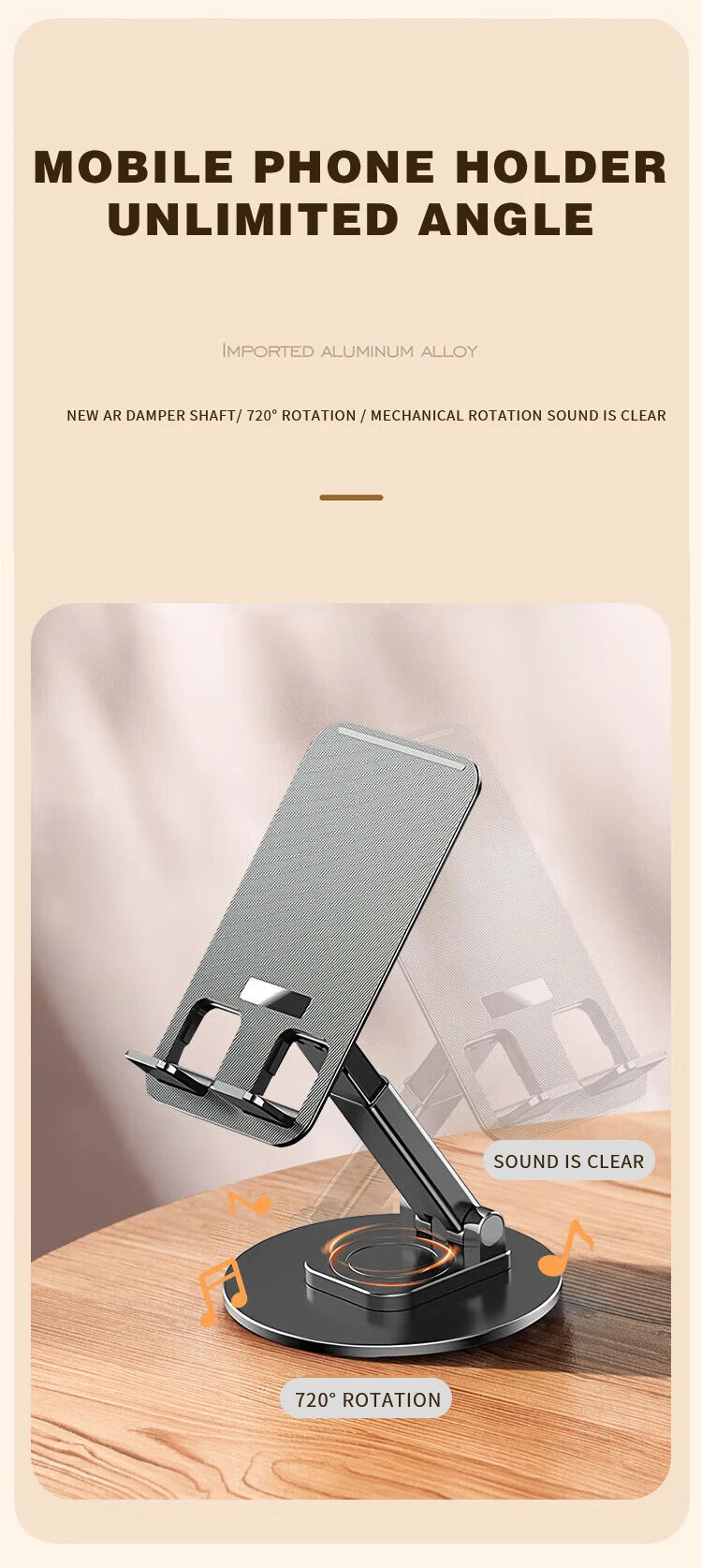 360 Degrees Rotable Metal Desk Mobile Phone Holder Stand For iPhone Xiaomi iPad Adjustable Desktop Tablet Table Cell Phone Stand