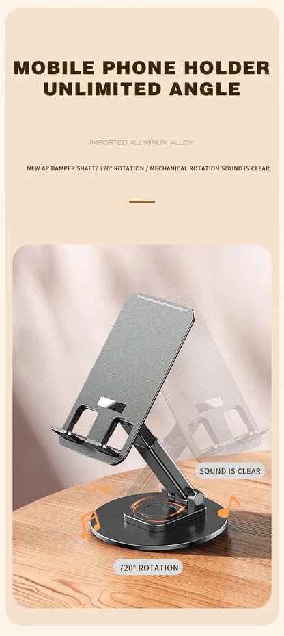 360 Degree Rotatable Metal Desk Phone and Tablet Holder Stand Universal