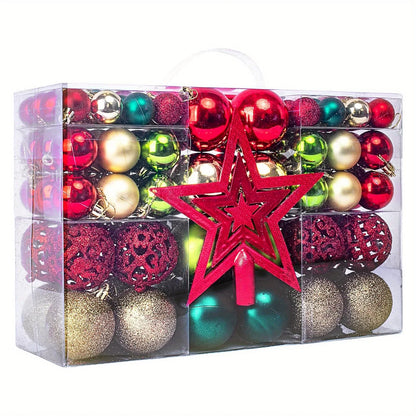 Holiday Ornament Set for Christmas Tree – 101-Piece Shatterproof Decor