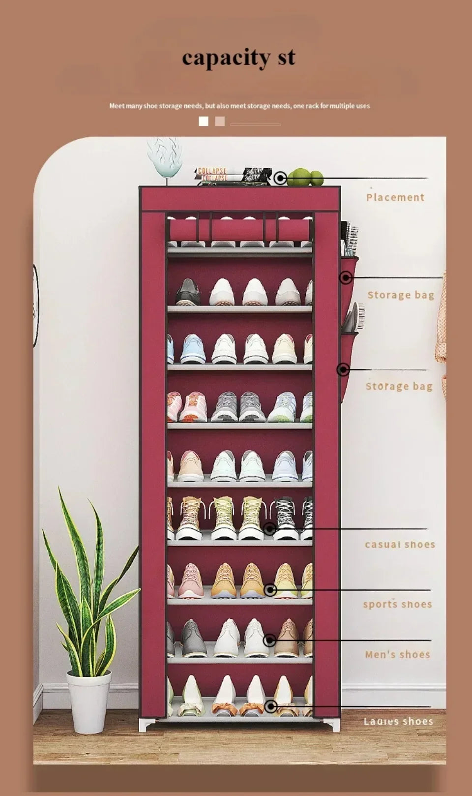 Dustproof Shoe Cabinet Economical Shoe Cabinet/simple Shoe Cabinet Entrance/space Saving Shoe Rack/storage Rack with Curtains